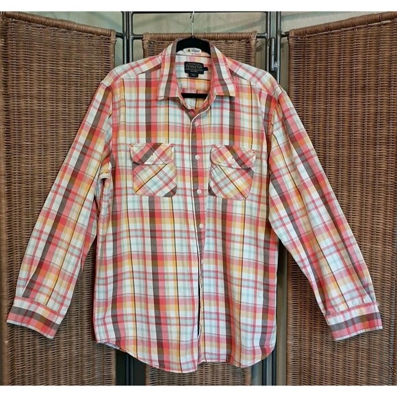Surf Pendleton Shirt Men's L Plaid  Cotton Flannel Long Sleeve Button-Up - Picture 1 of 9